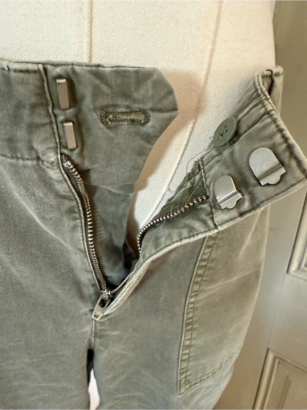 High Rise Girlfriend Chinos in Olive Green - Picture 6 of 10